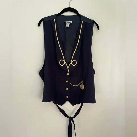 Vintage Plus Size Stephanie Thomas Sport Size 20 Nautical Vest Sailor Rope Charm - Picture 3 of 7